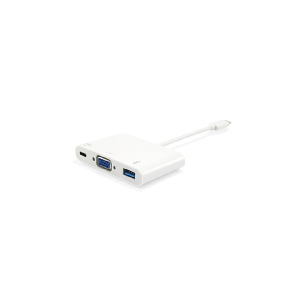 USB-C átalakító VGA,USB-A, USB-C apa/anya 1920x1080, PD fotó, illusztráció : EQUIP-133462
