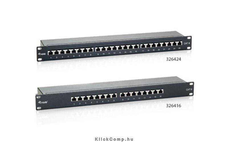 Cat6 patch panel 24 port, 1U, fekete, árnyékolt Delock fotó, illusztráció : EQUIP-326424