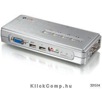 KVM switch 4 port, USB, audio, kábelszettel Delock fotó, illusztráció : EQUIP-331514