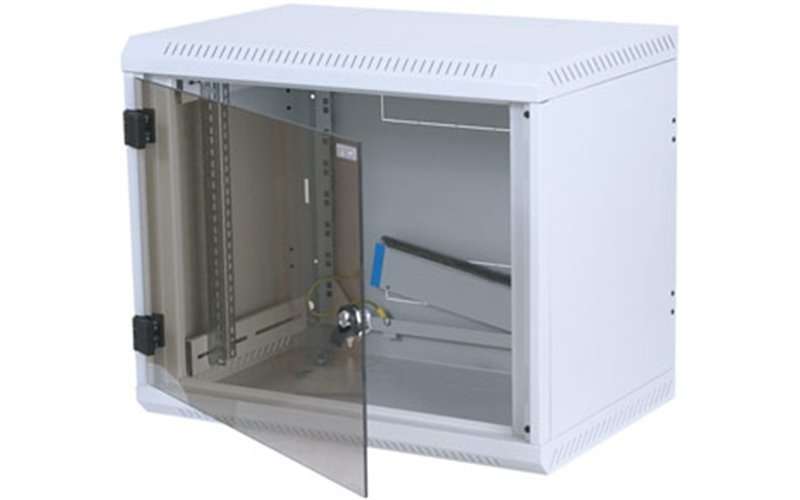 19  Fali rack szekrény, egyrészes, üvegajtó, 6U 600x400, fekete Delock fotó, illusztráció : EQUIP-996406