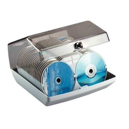 CD-tároló, asztali, zárt, 80 db-os, ESSELTE, szürke fotó, illusztráció : ESSELTE-90955