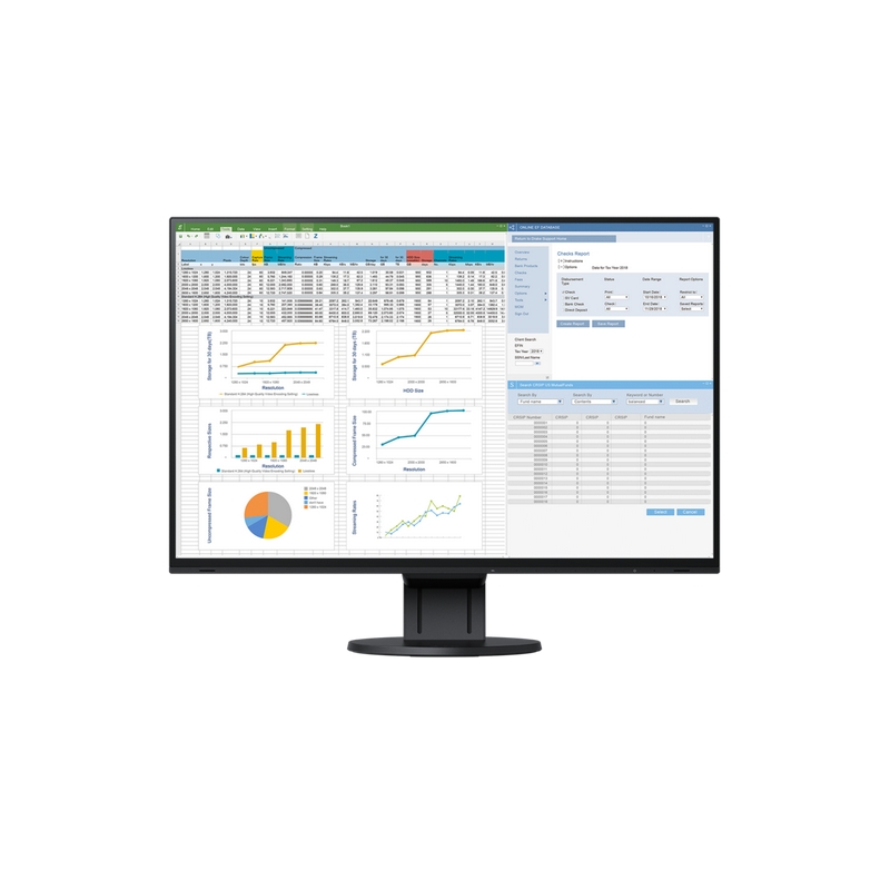 Monitor 24  FHD 1920x1200 IPS Display Port HDMI DVI-D DSub EIZO EV2457-BK EcoVi fotó, illusztráció : EV2457-BK