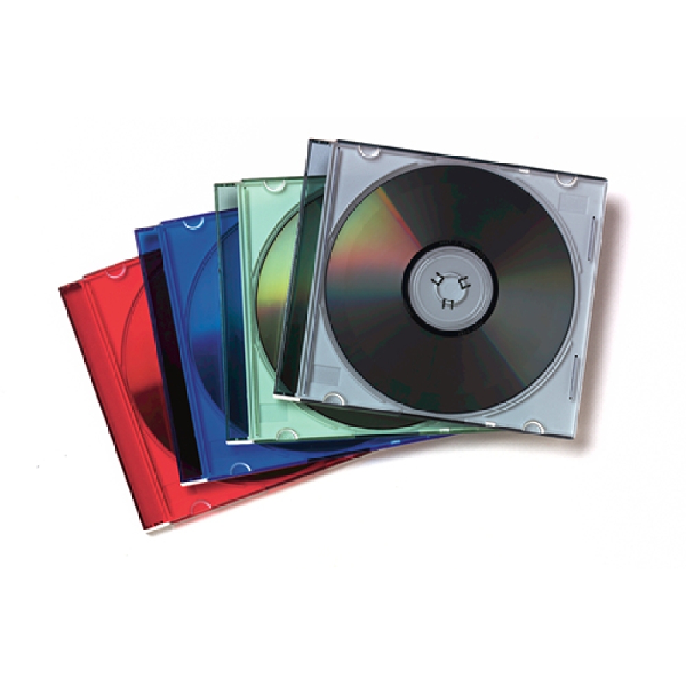 CD-tok vékony 1 lemez vegyes színek fotó, illusztráció : FELLOWES-98317