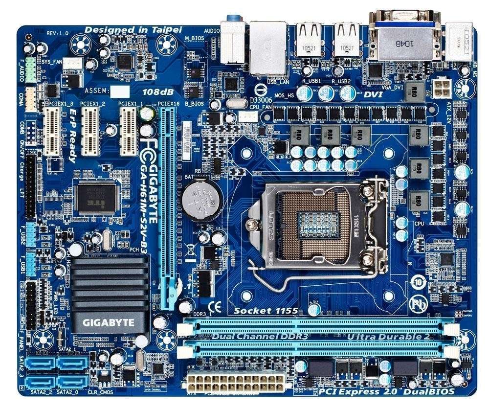 H61M-S2V-B3 mATX skt1155 H61, 2xDDR3 1333MHz, 1xGBE LAN, 10xUSB2.0 3 év fotó, illusztráció : GAH61MS2VB3