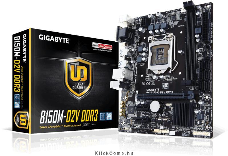 Alaplap B150 LGA1151 mATX Gigabyte B150M-D2V fotó, illusztráció : GA-B150M-D2V