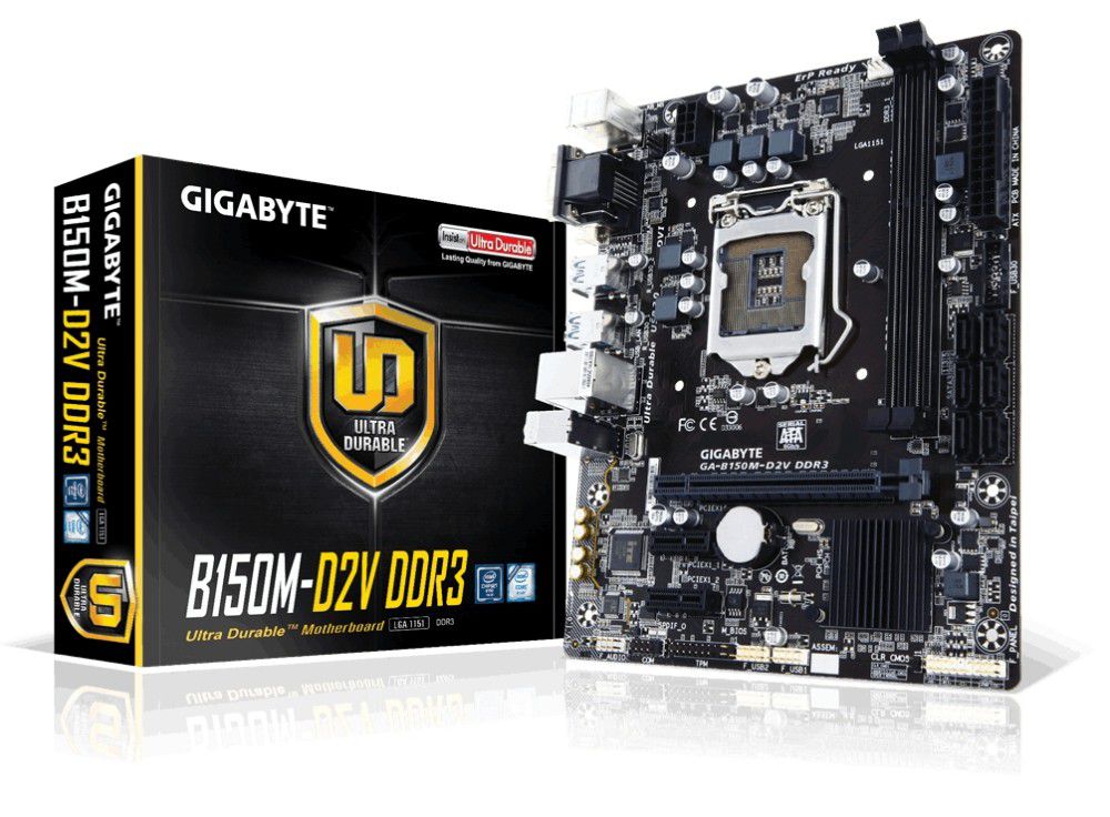 Alaplap B150 LGA1151 mATX Gigabyte B150M-D2V DDR3 Intel fotó, illusztráció : GA-B150M-D2V-DDR3