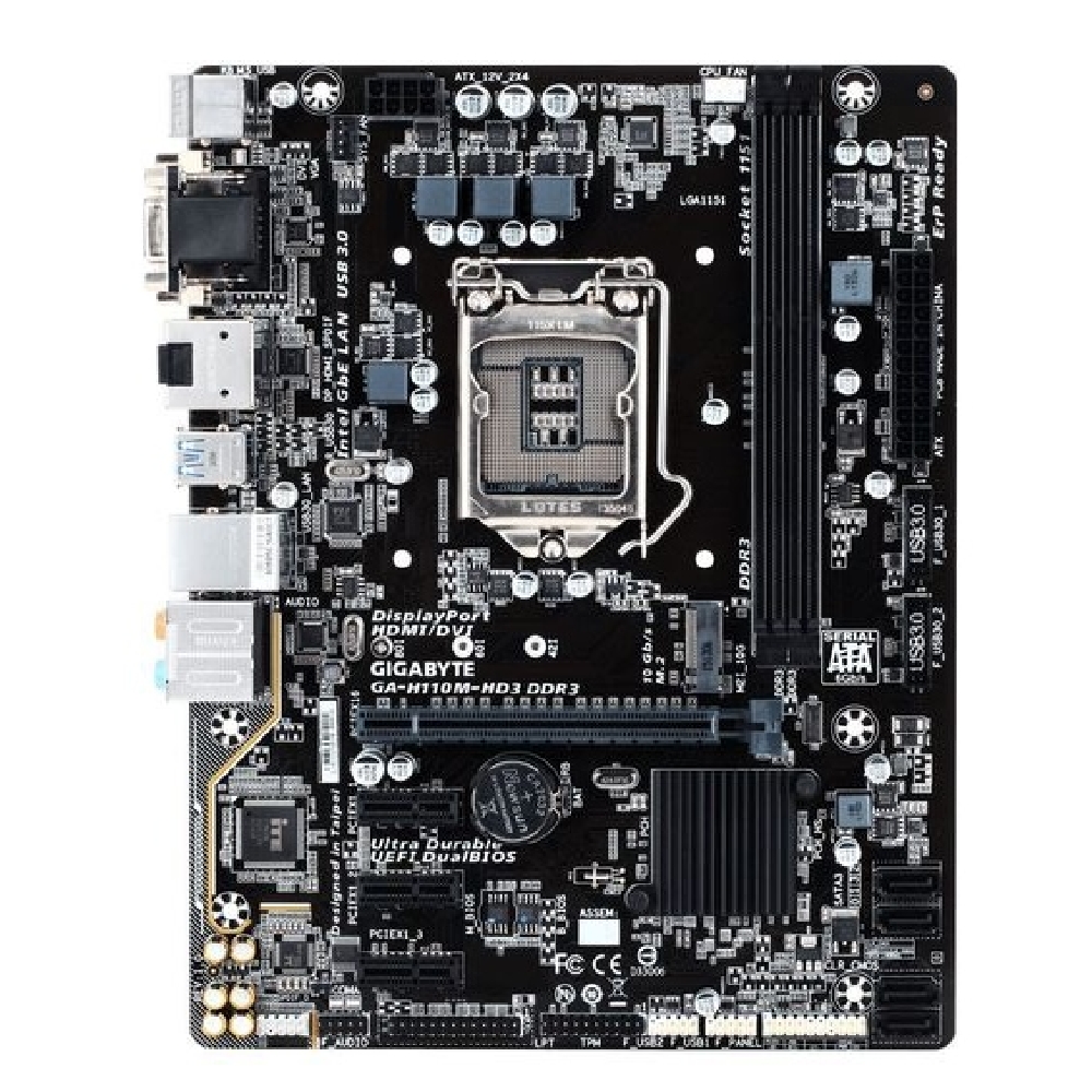 Alaplap H110 LGA1151 2xDDR3 Gigabyte H110M mATX fotó, illusztráció : GA-H110M-HD3-DDR3