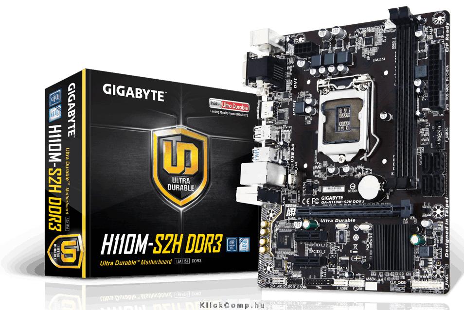 Alaplap H110 LGA1151 mATX DDR3 Intel Gigabyte H110M-S2H fotó, illusztráció : GA-H110M-S2H-DDR3