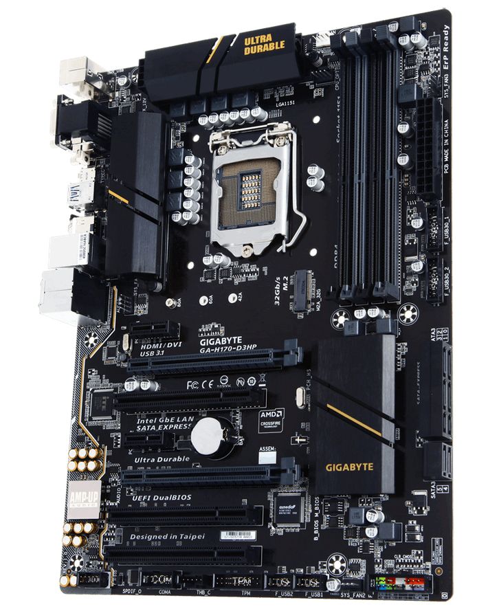 Alaplap H170 LGA1151 ATX Gigabyte H170-D3HP fotó, illusztráció : GA-H170-D3HP