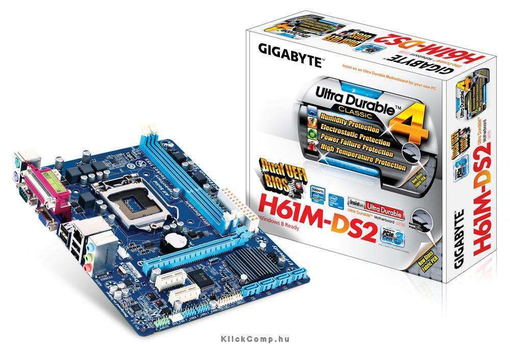 H61M-DS2 3.0 Intel H61 LGA1155 mATX alaplap fotó, illusztráció : GA-H61M-DS2-3.0