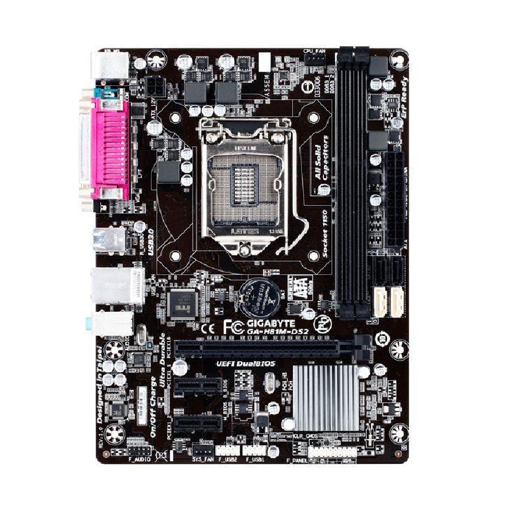 Alaplap H81 LGA1150 2xDDR3 Gigabyte H81M mATX fotó, illusztráció : GA-H81M-DS2