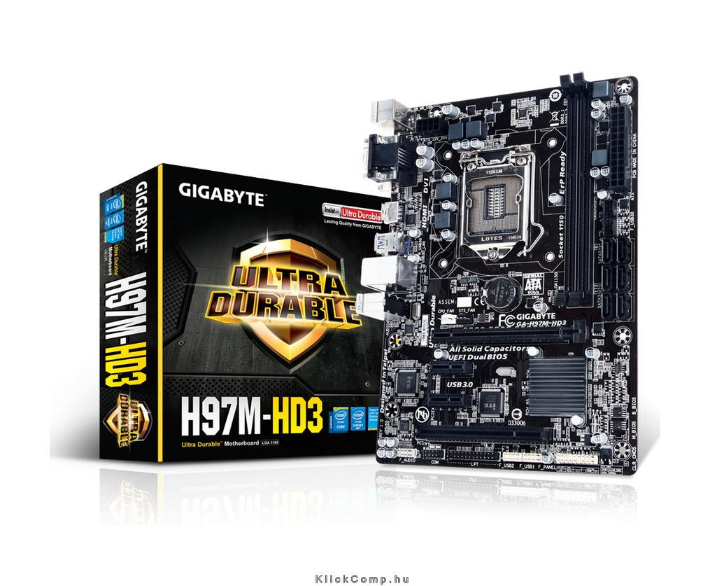 Alaplap H97M-HD3 skt1150 H97 2xDDR3 1600MHz RAID 1xGBE LAN 6xSATA3 6xUSB2.0 6xU fotó, illusztráció : GA-H97M-HD3