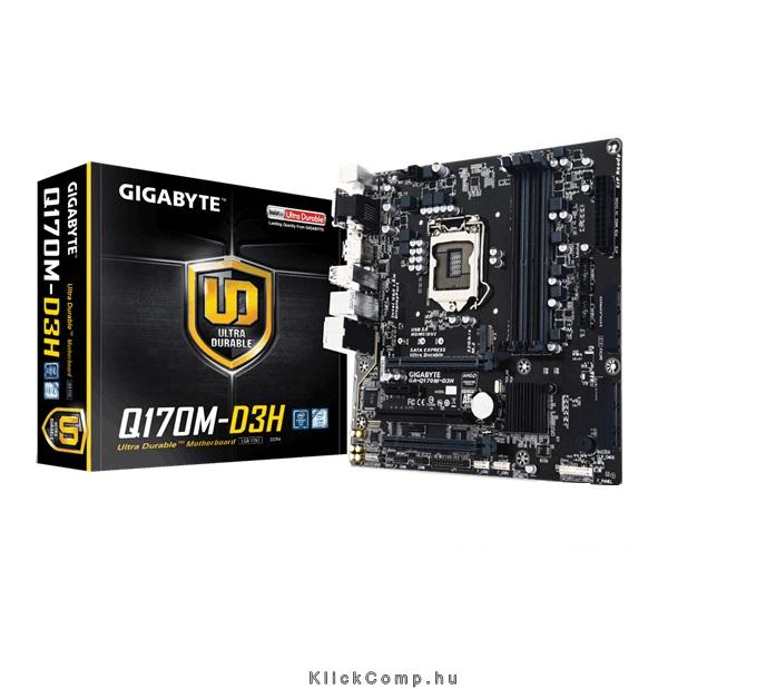 Alaplap Q170 LGA1151 mATX Gigabyte Q170M-D3H Intel fotó, illusztráció : GA-Q170M-D3H