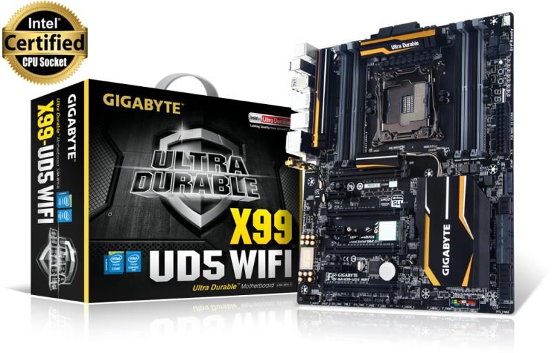 Alaplap X99 LGA2011 E-ATX Gigabyte X99-UD5 WIFI fotó, illusztráció : GA-X99-UD5-WIFI