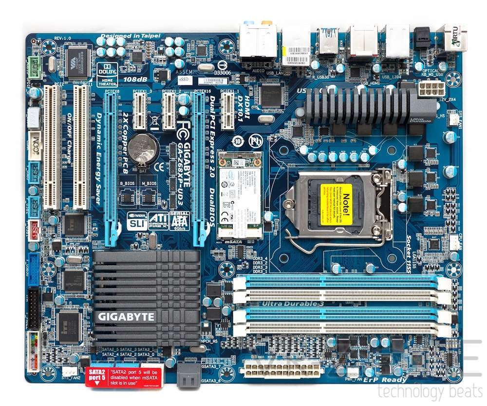 Z68XP-UD3 Intel Z68 LGA1155 ATX alaplap fotó, illusztráció : GA-Z68XP-UD3