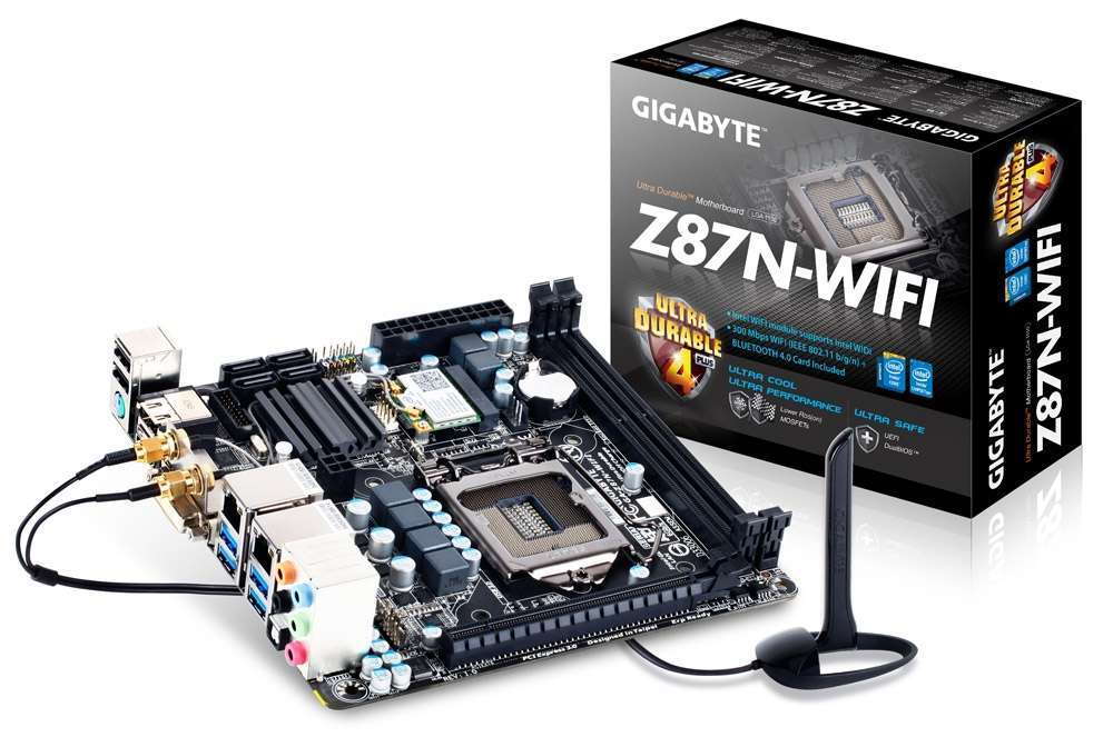 Alaplap Z87N-WIFI skt1150 mini-ITX Z87 2xDDR3 1600MHz RAID 1xGBE LAN 4xSATA3 4x fotó, illusztráció : GA-Z87N-WIFI