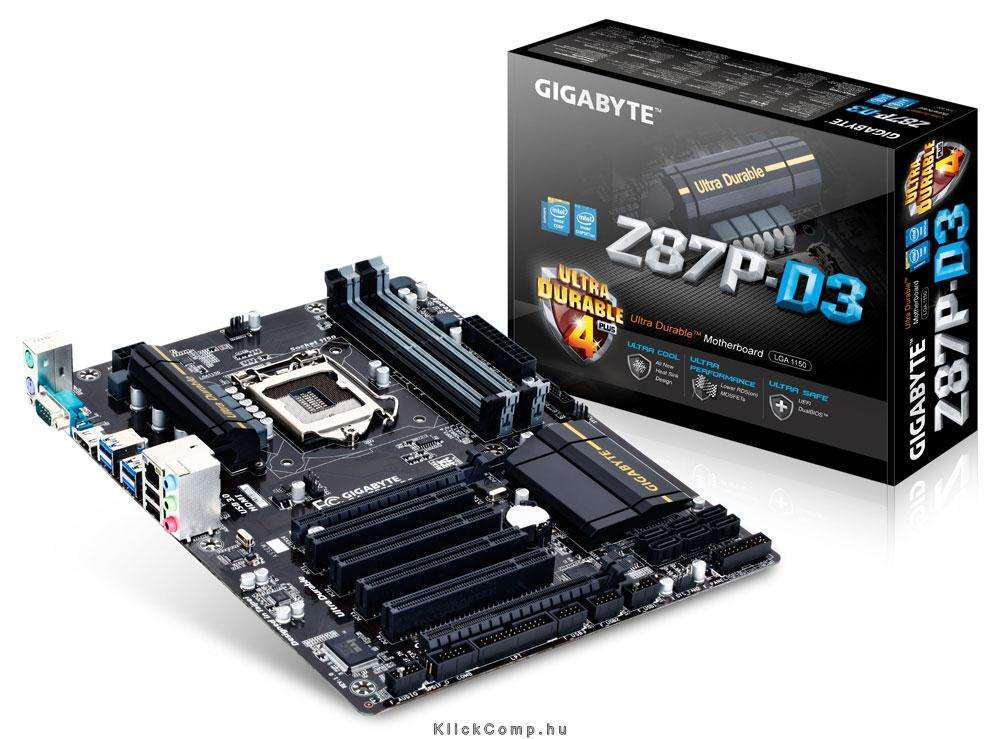 Alaplap Z87P-D3 skt1150 Z87 4xDDR3 2933MHz 2xPCI-E RAID 1xGBE LAN 6xSATA3 8xUSB fotó, illusztráció : GA-Z87P-D3