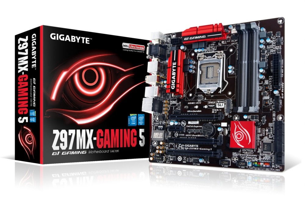 Alaplap Z97 skt1150 4xDDR3 3100MHz RAID 3xPCI-E 1xGBE LAN 6xSATA3 8xUSB2.0 6xUS fotó, illusztráció : GA-Z97MX-GAMING-5