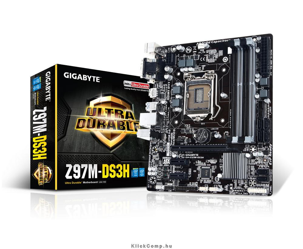 Alaplap Z97 skt1150 4xDDR3 3100MHz RAID 1xGBE LAN 6xSATA3 6xUSB2.0 6xUSB3.0 GIG fotó, illusztráció : GA-Z97M-DS3H