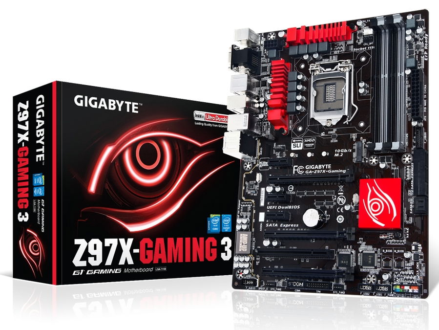 Alaplap Z97 skt1150 4xDDR3 3100MHz RAID 3xPCI-E 1xGBE LAN 6xSATA3 8xUSB2.0 6xUS fotó, illusztráció : GA-Z97X-GAMING-3