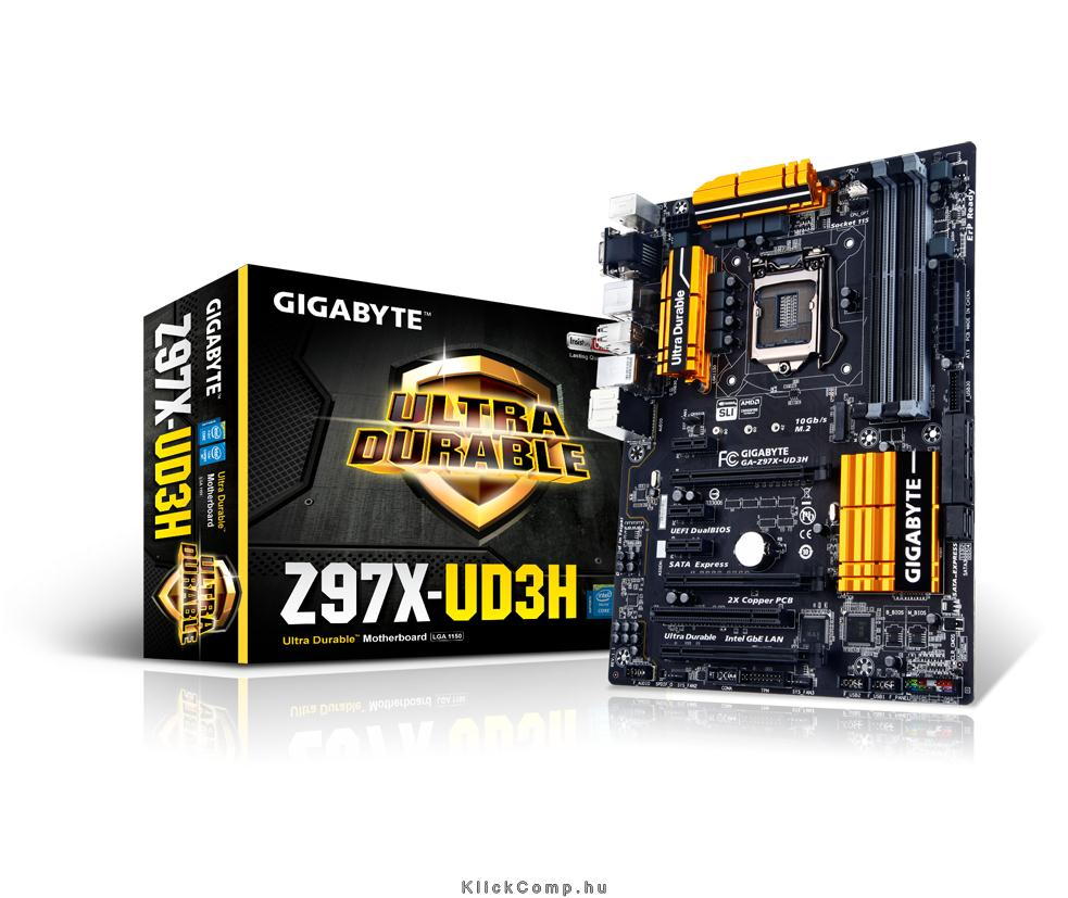 Alaplap Z97 skt1150 4xDDR3 3100MHz RAID 3xPCI-E 1xGBE LAN 6xSATA3 8xUSB2.0 6xUS fotó, illusztráció : GA-Z97X-UD3H