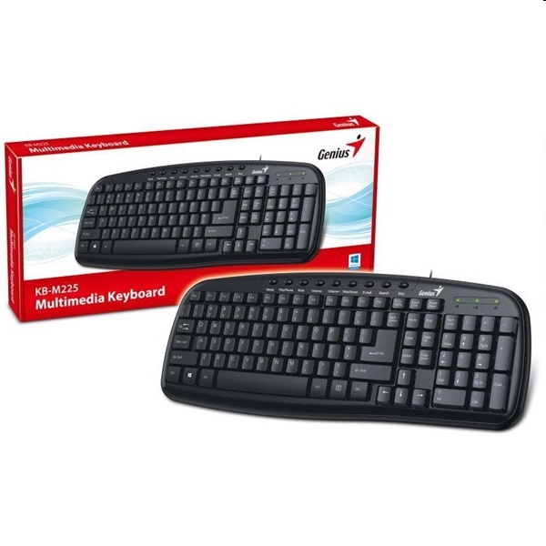 Billentyűzet USB Genius KB-M225 cseppálló fekete fotó, illusztráció : GENIUS-31310479104