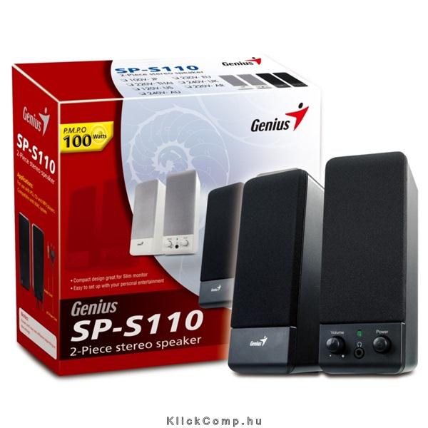 Hangfal 2.0 3.5mm 1W Fekete Genius SP-S110 fotó, illusztráció : GENIUS-31730289100