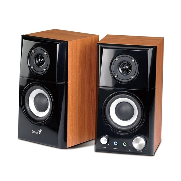 Hangfal 2.0 3.5mm 14W Fadobozos Genius SP-HF 500A Line-In Mic fotó, illusztráció : GENIUS-31730905100