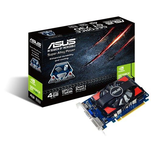 Asus PCI-E Nvidia GT730 4096MB DDR3, 64bit, 700/1100Mhz, Dsub, DVI, HDMI, Aktív fotó, illusztráció : GT730-4GD3