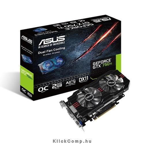 Asus PCI-E Nvidia GTX750 Ti 2048MB DDR5, 128bit, 1150/5400Mhz, Dsub, 2xDVI, HDM fotó, illusztráció : GTX750TI-OC-2GD5