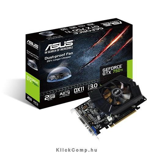 Asus PCI-E Nvidia GTX750 Ti 2048MB DDR5, 128bit, 1085/5400Mhz, Dsub, 2xDVI, HDM fotó, illusztráció : GTX750TI-PH-2GD5