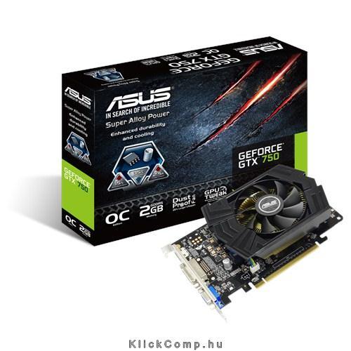 Asus PCI-E Nvidia GTX750 2048MB DDR5, 128bit, 1137/5010Mhz, Dsub, DVI, HDMI, Ak fotó, illusztráció : GTX750-PHOC-2GD5