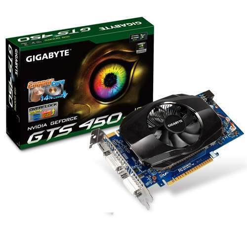 PCI-E Nvidia GTS450 1024MB DDR5, 128bit, 810/3608MHz, DVI, HDMI, Dual Slot Vent fotó, illusztráció : GV-N450-1GI
