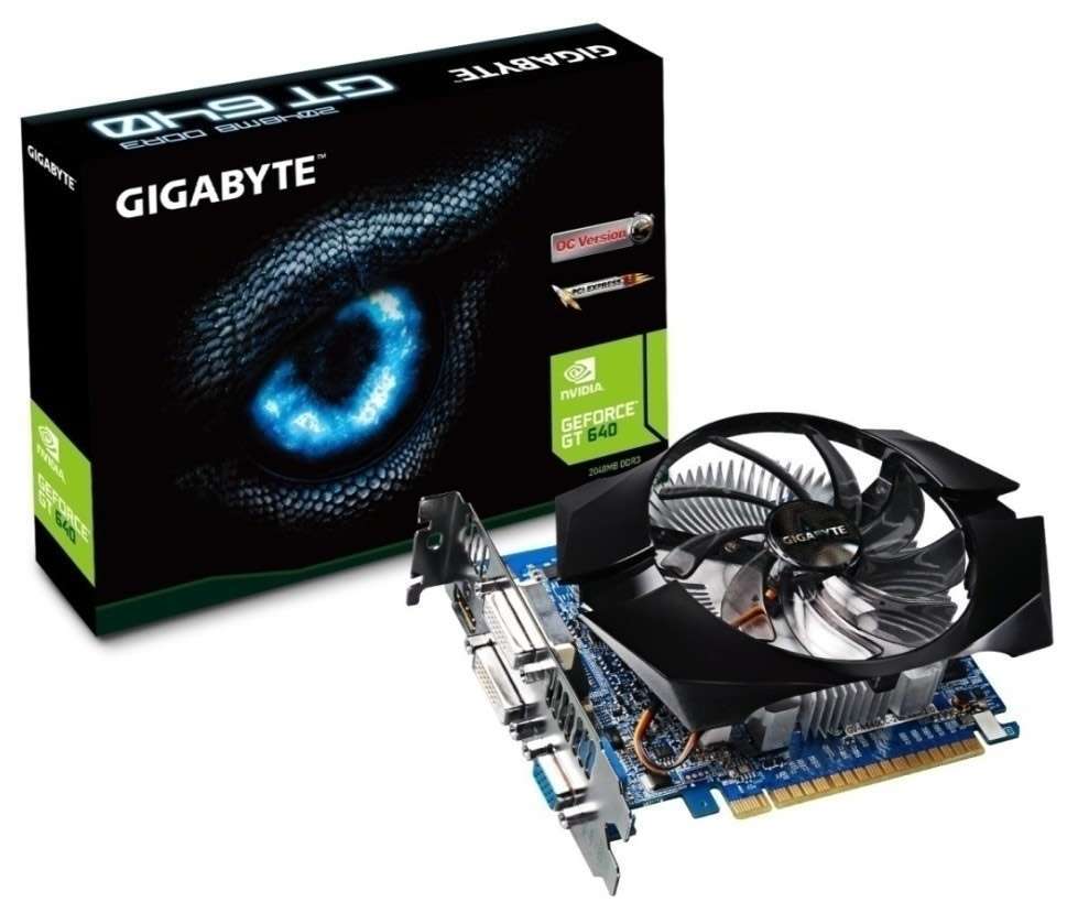 PCI-E Nvidia GT640 OC 2048MB, DDR3, 128bit, 1050/1800Mhz, 2xDVI, HDMI, D-SUB Du fotó, illusztráció : GV-N640OC-2GI