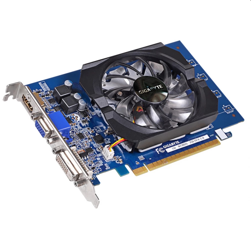 VGA GT730 2GB GDDR5 64bit PCIe Gigabyte nVIDIA GeForce GT730 videokártya fotó, illusztráció : GV-N730D5-2GI