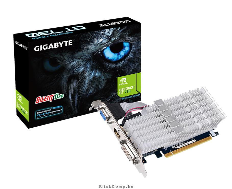 PCI-E Nvidia GT730 2048MB DDR3, 64bit, 902/1800MHz, Dsub, DVI, HDMI, LP, Single fotó, illusztráció : GV-N730SL-2GL