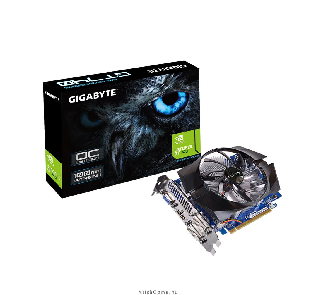 PCI-E Nvidia GT740 OC 2048MB DDR5, 128bit, 1072/5000MHz, Dsub, DVI, HDMI, Dual fotó, illusztráció : GV-N740D5OC-2GI