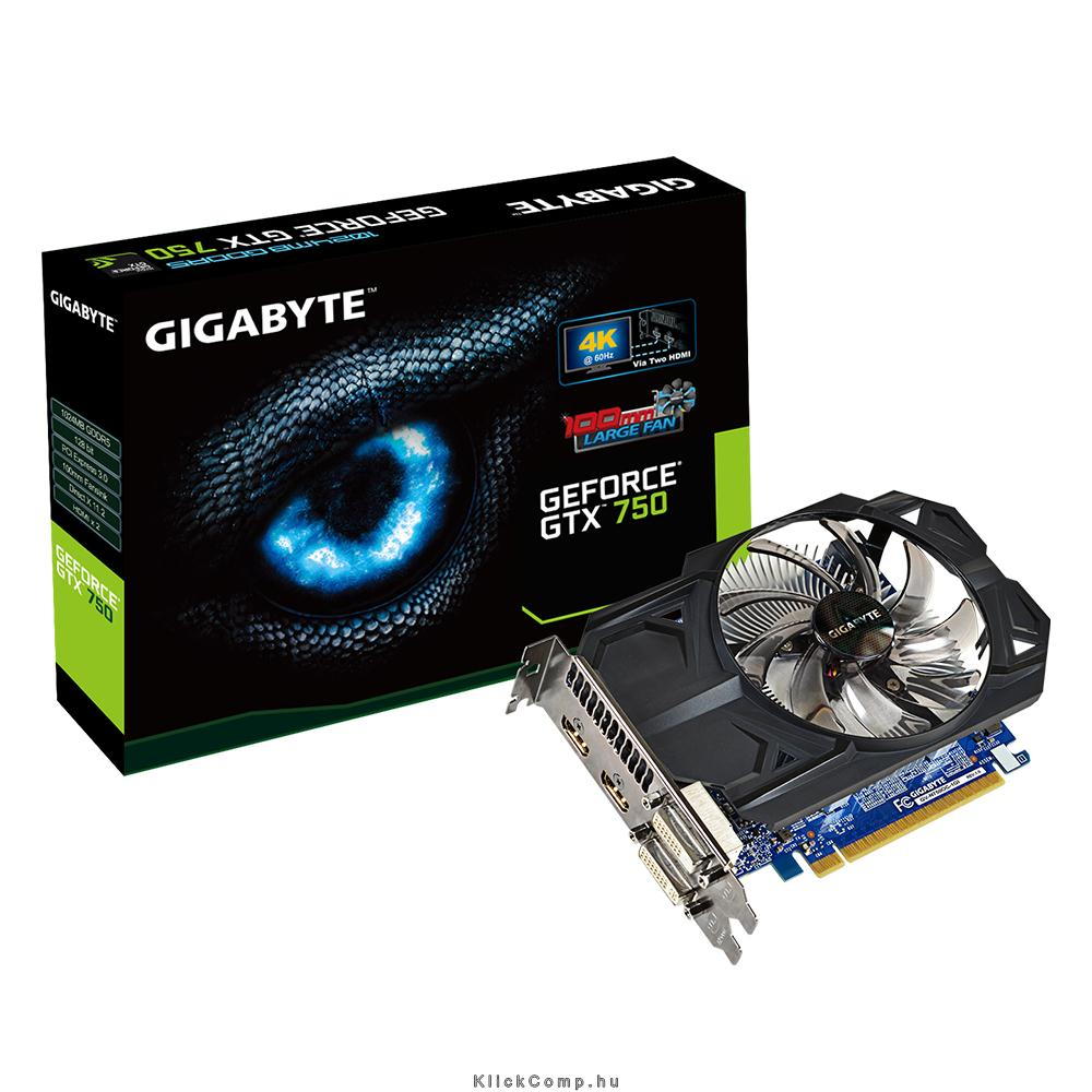 PCI-E Nvidia GTX750 OC 1024MB, DDR5, 128bit, 1137/5000Mhz, 2xDVI, 2xHDMI, Dual fotó, illusztráció : GV-N750OC-1GI