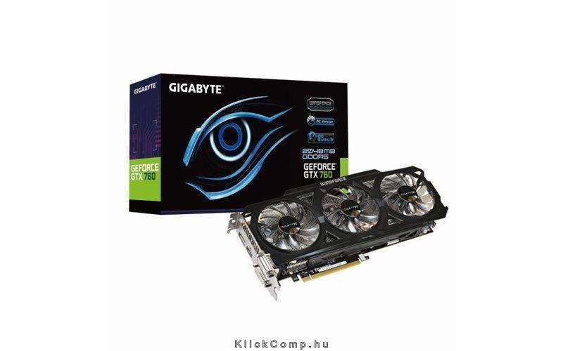 PCI-E Nvidia GTX760 2048MB, DDR5, 256bit, 1085/6008Mhz, 2xDVI, HDMI, DP, Dual S fotó, illusztráció : GV-N760OC-2GD