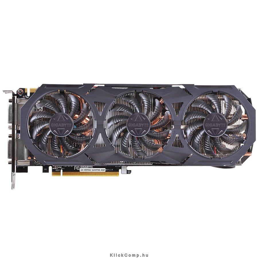VGA GTX-970 4GB 256bit GIGABYTE GAMING GeForce videokártya fotó, illusztráció : GV-N970G1GAMING-4GD