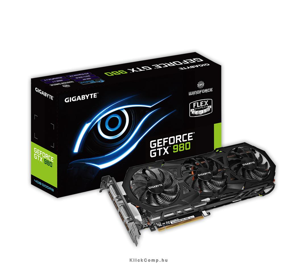 980GTX WINDFORCE 3X GAMING 4GB GDDR5 memory 256-bit, Dual-link DVI-I / DVI-D / fotó, illusztráció : GV-N980WF3OC-4GD