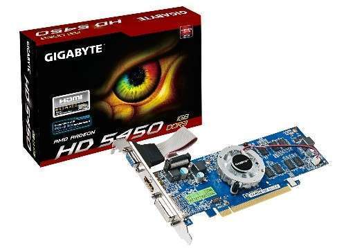PCI-E AMD HD5450 1024MB DDR3, 64bit, 650/1100MHz, Dsub, DVI, HDMI, Single Slot fotó, illusztráció : GV-R545-1GI