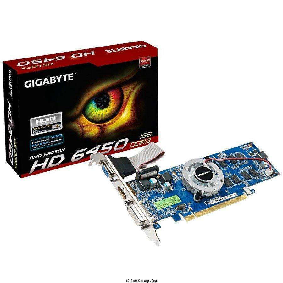 PCI-E AMD HD6450 1024MB DDR3, 64bit, 625/1100MHz, Dsub, DVI, HDMI, Low Profile, fotó, illusztráció : GV-R645-1GI