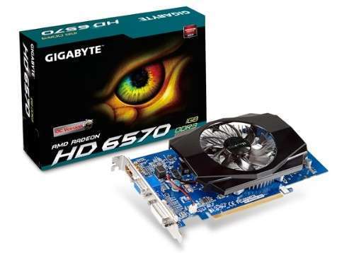 PCI-E AMD HD6570 OC 1024MB DDR3, 128bit, 670/1600MHz, Dsub, DVI, HDMI, Dual Slo fotó, illusztráció : GV-R657OC-1GI