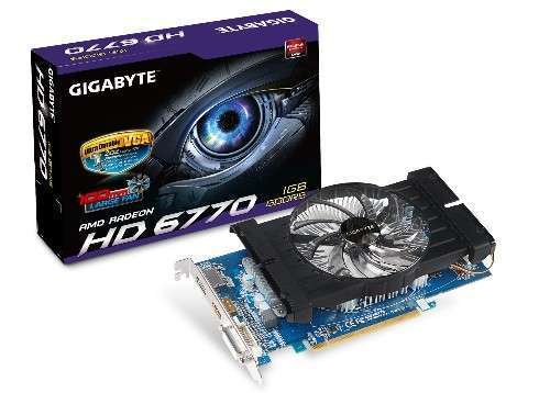 PCI-E AMD HD6770 1024MB DDR5, 128bit, 775/4000MHz, DVI, HDMI, DP, Dual Slot Ven fotó, illusztráció : GV-R677D5-1GD
