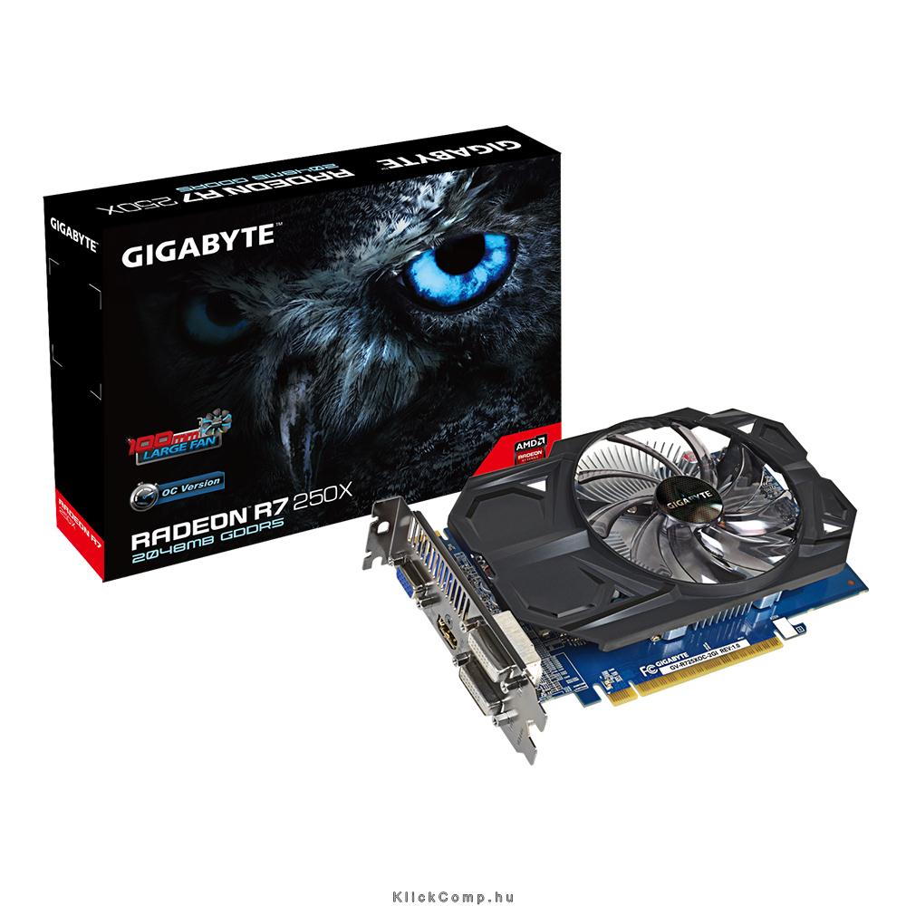 PCI-E AMD R7 250X 2048MB DDR5, 128bit, 1000/4500MHz, Dsub, 2xDVI, HDMI, Dual Sl fotó, illusztráció : GV-R725XOC-2GI