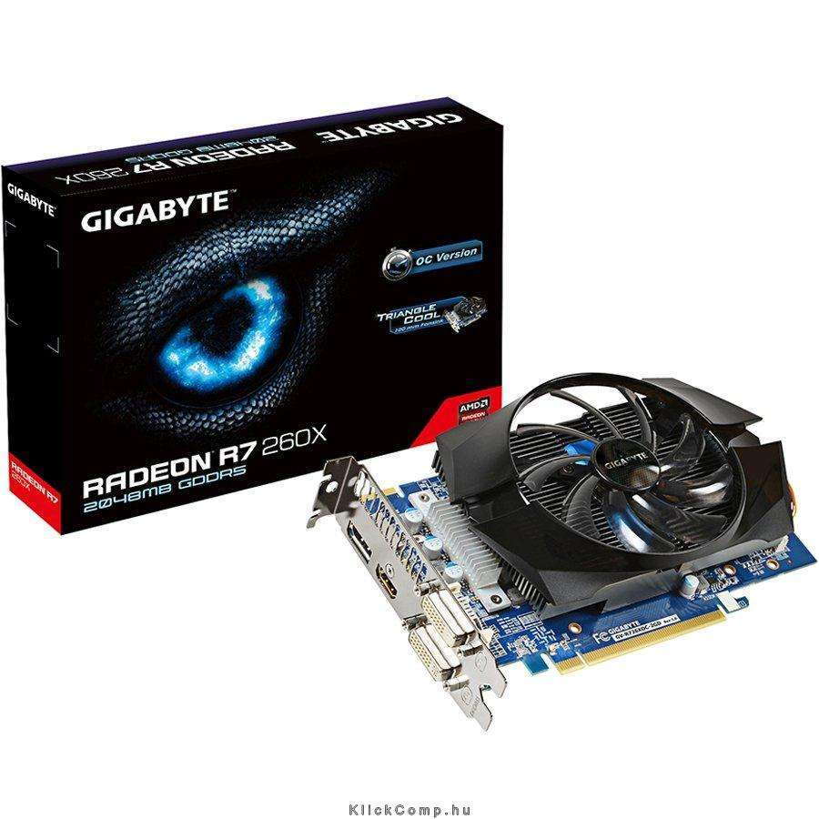 PCI-E AMD R7 260X 2048MB DDR5, 128bit, 1188/6500MHz, 2xDVI, DP, HDMI, Dual Slot fotó, illusztráció : GV-R726XOC-2GD