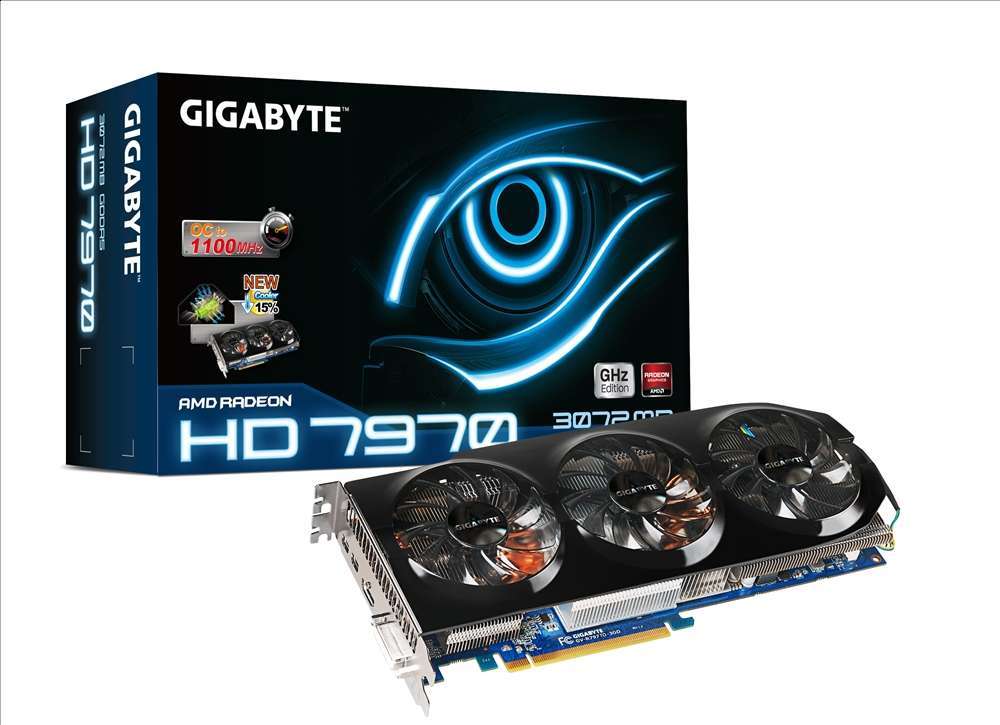 PCI-E AMD HD7970 3072MB DDR5, 384bit, 1100/6000MHz, DVI, HDMI, 2xmDP, Dual Slot fotó, illusztráció : GV-R797TO-3GD