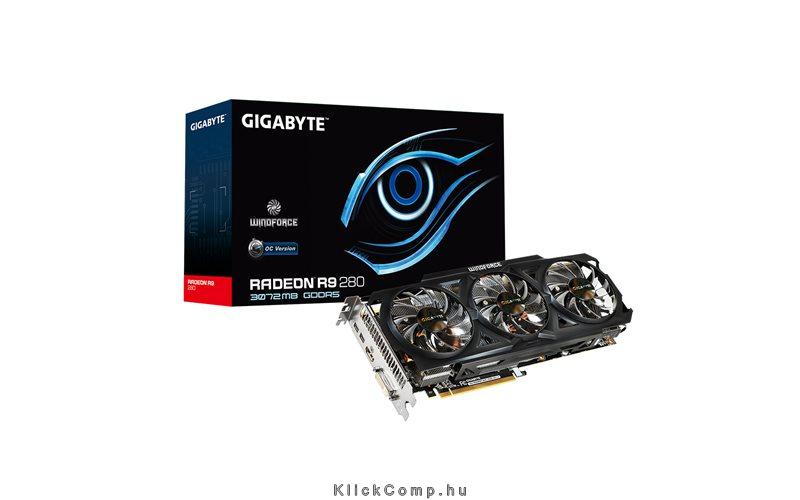 R9 280 3GB DDR5 fotó, illusztráció : GV-R928WF3OC-3GD