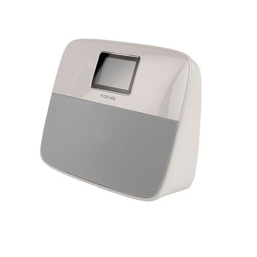 Hordozható Bluetooth hangszóró, ébresztőóra, fehér fotó, illusztráció : HAV-BTAL100